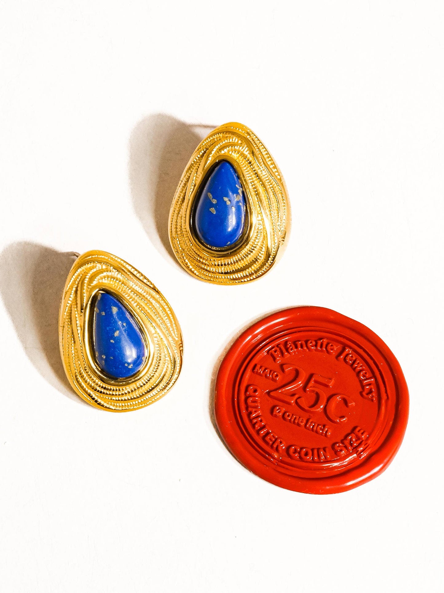 Flânerie by MAIQ - Thura 18K Gold Non-Tarnish Lapis Lazuli Droplet Earring: Blue