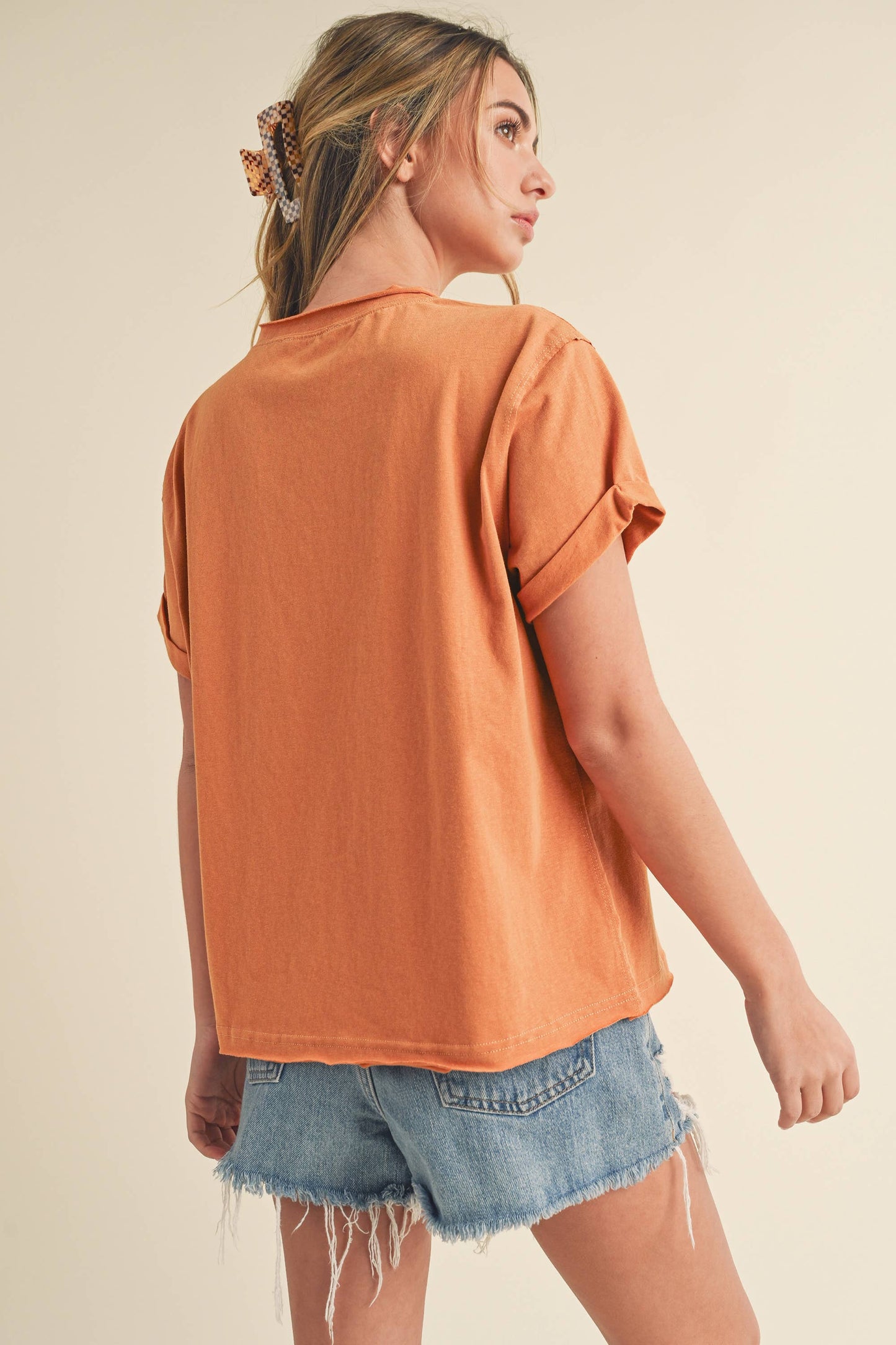 AEMI + CO - 8314DN Mali Baby Tee Short Sleeve Top: Heather Gray / Contemporary