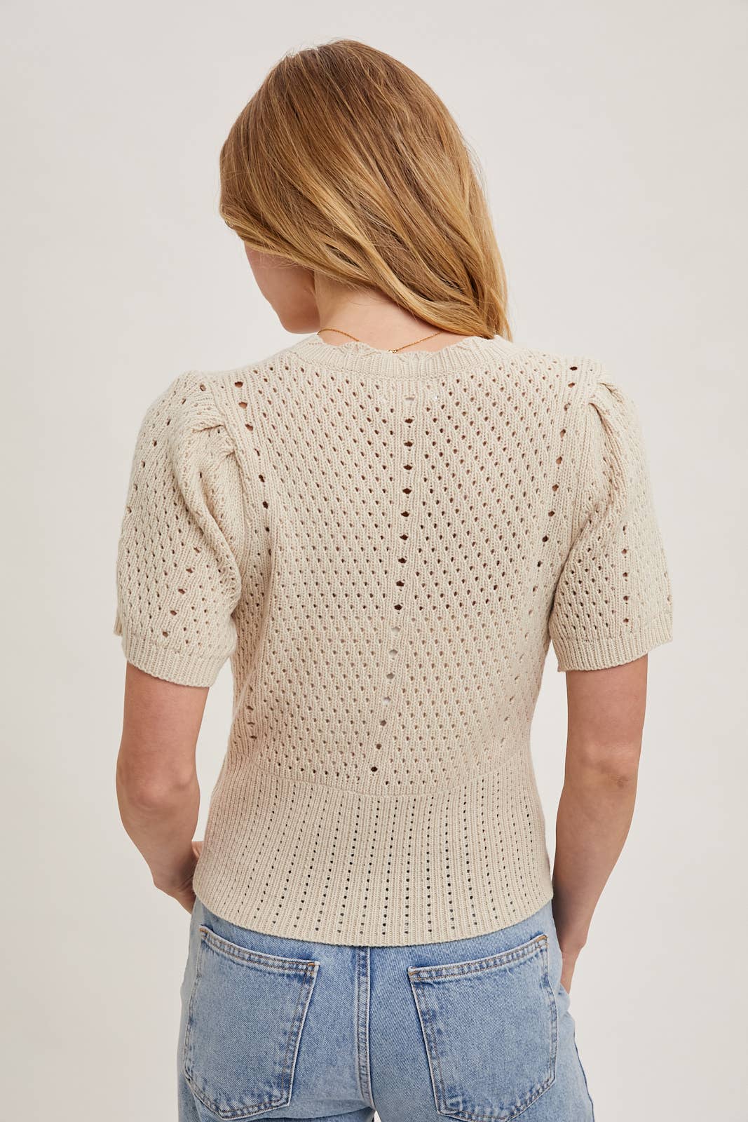 Bluivy - BUTTON DOWN SHORT SLEEVE KNIT CARDIGAN: KELLY GREEN