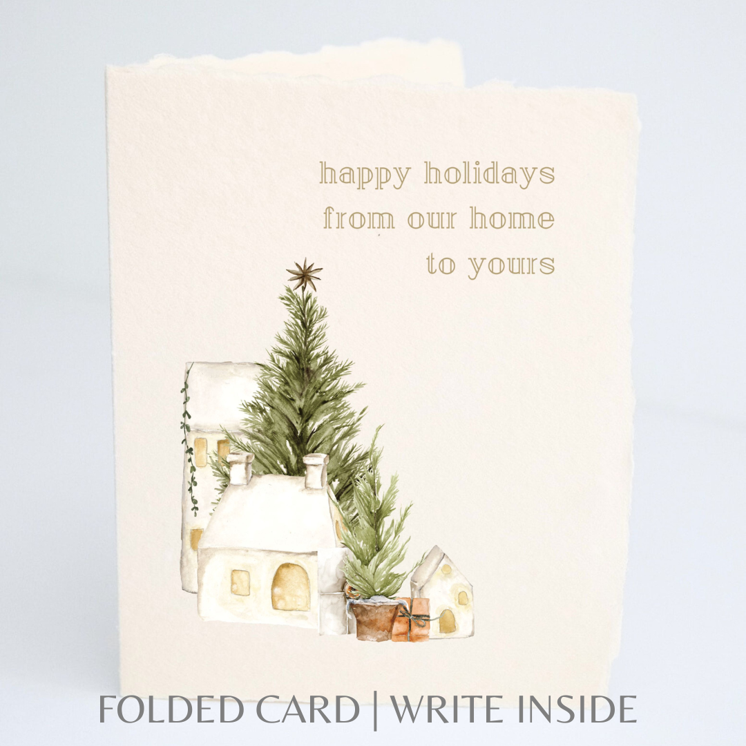 Paper Baristas - Christmas Greeting Card | Happy Holidays from our Home Card: Flat A2 Greeting Card. Blank on Back.