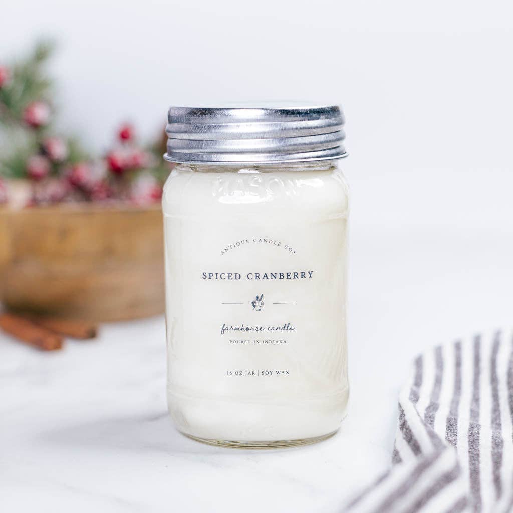 Antique Candle Co.® - Spiced Cranberry - Soy Wax Mason Jar Candle: 16 oz