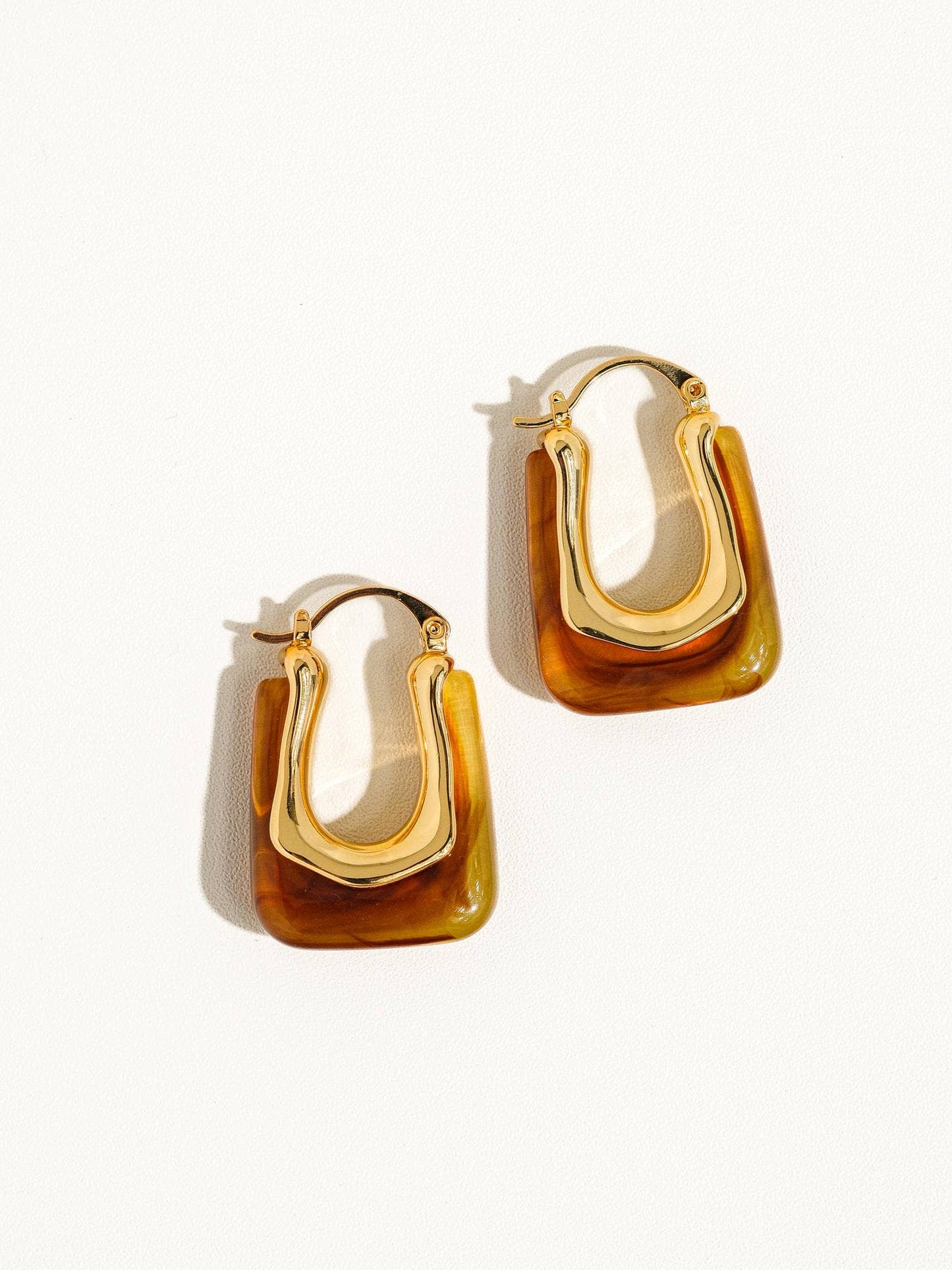 Flânerie by MAIQ - Talia 18K Gold U-Shaped Boho Hoop Earring: White