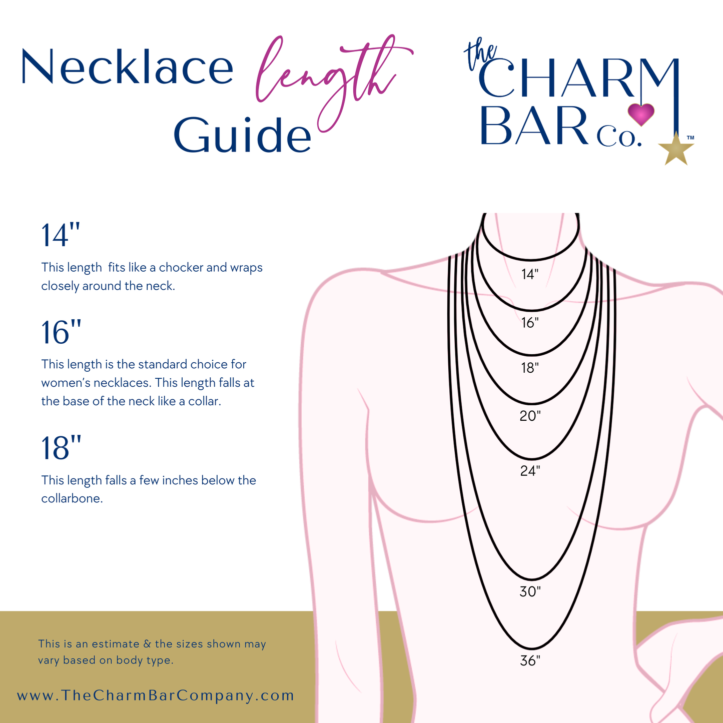 The Charm Bar Company - Gold Christie Necklace: 18"