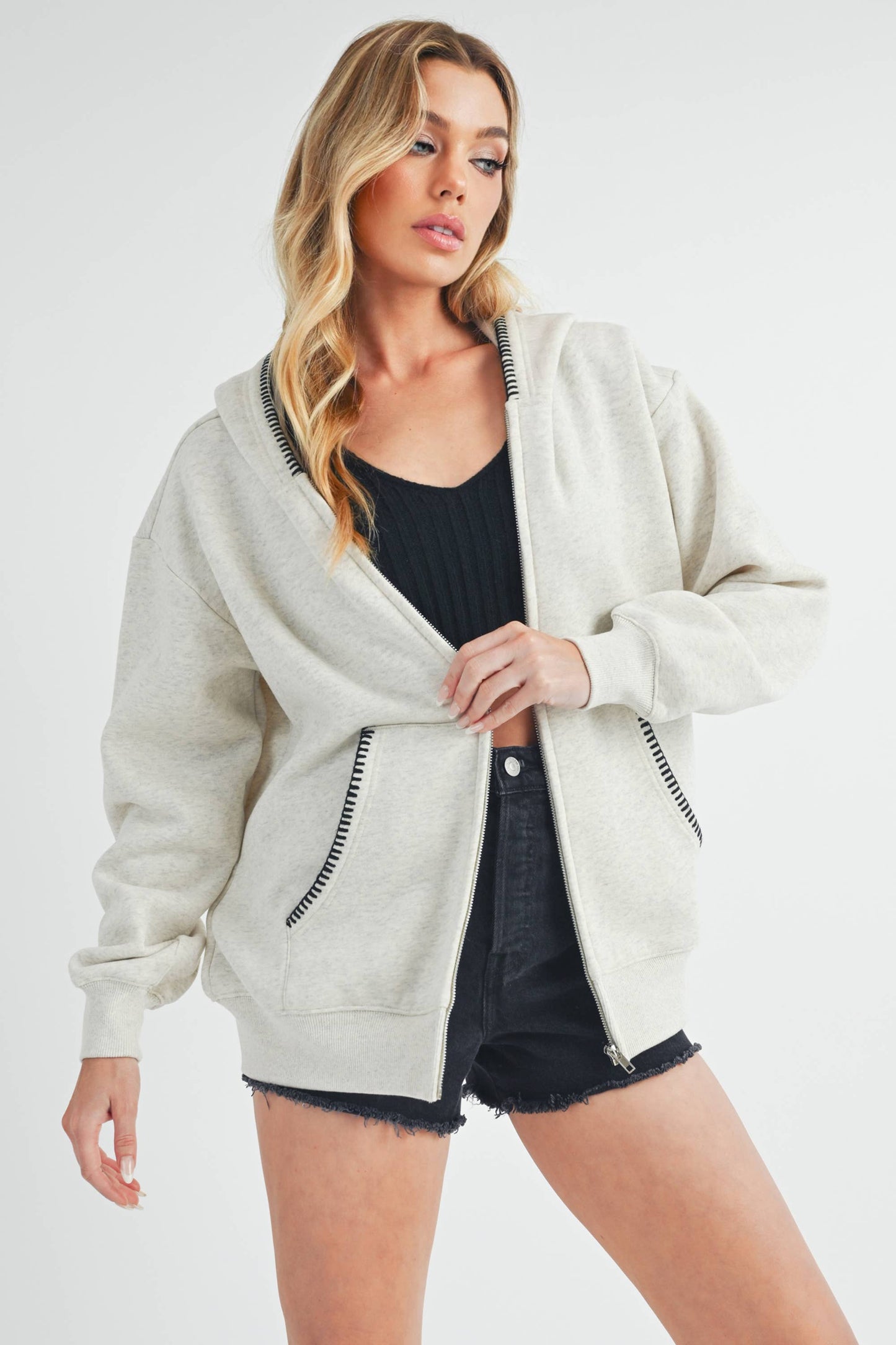 AEMI + CO - 989EK Noel Full Zip Hoodie : Black / Contemporary