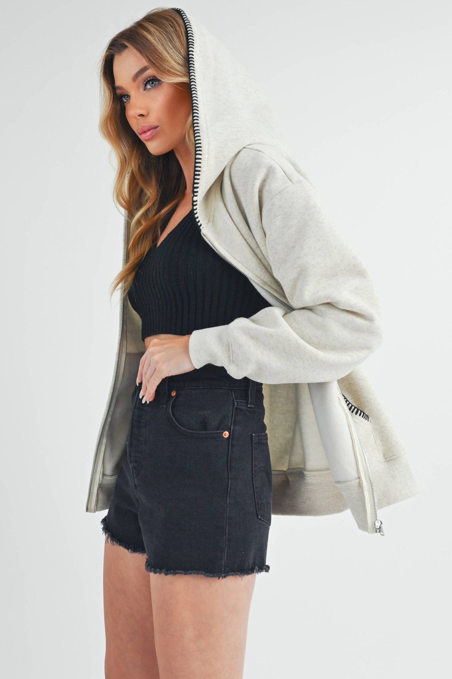 AEMI + CO - 989EK Noel Full Zip Hoodie : Black / Contemporary