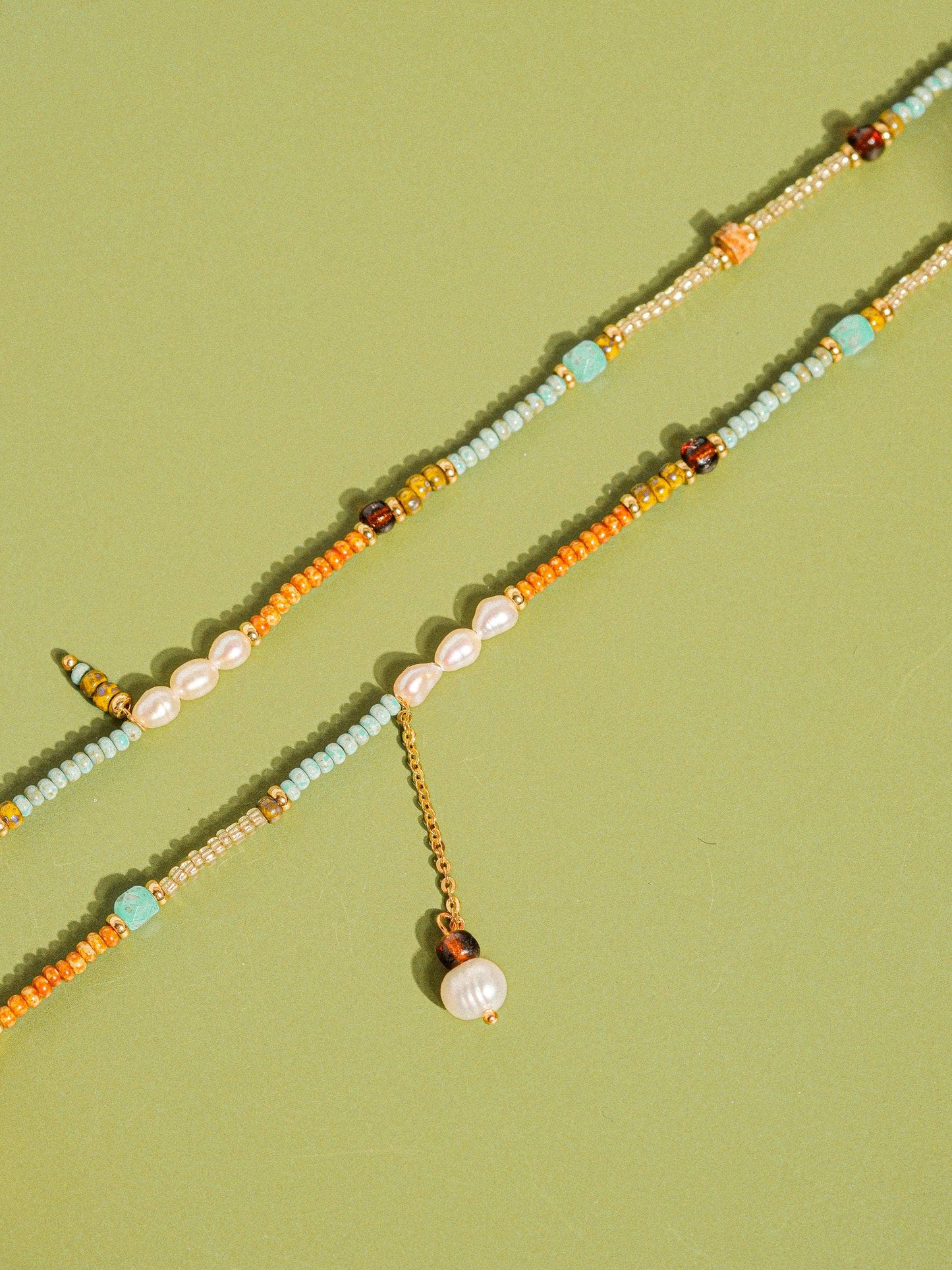 Flânerie by MAIQ - 18K Handmade Bohemian Beaded Stack Necklaces: Sapphira-Turquoise