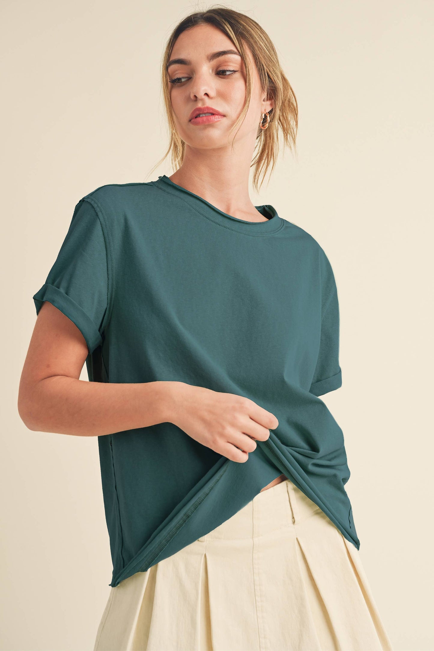 AEMI + CO - 8314DN Mali Baby Tee Short Sleeve Top: Heather Gray / Contemporary