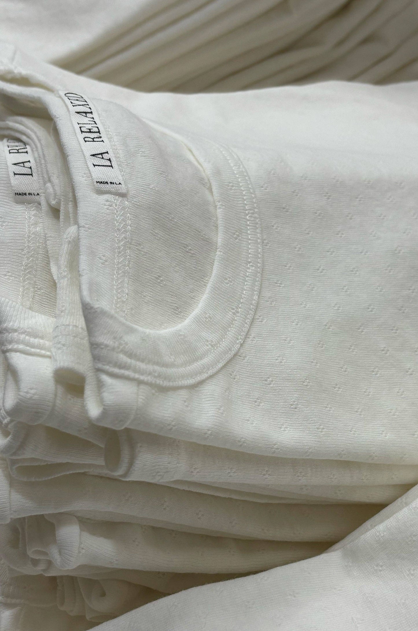 LA RELAXED - Petit Pointelle Tee: Ivory
