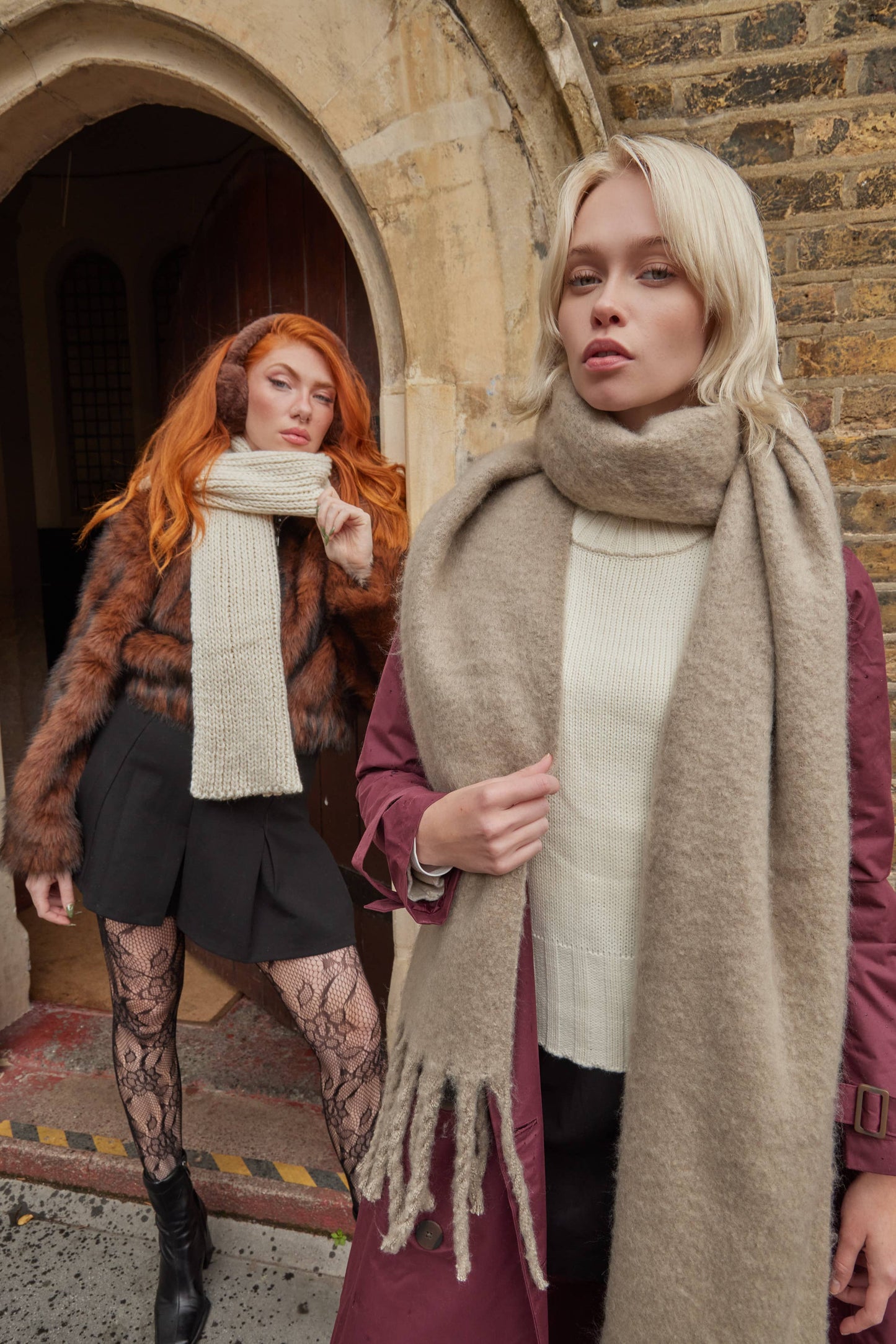 My Accessories London - Women's Oversized Chunky Blanket Scarf in Grey Beige: Sustained Grey