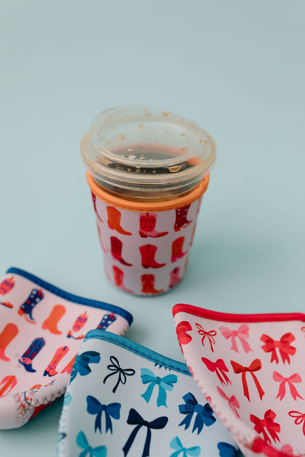 Worthy Hat Co. - Coffee Coozies: Pink/Orange Cowgirl Boots Small