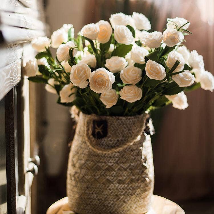Rustic Reach - Artificial Flower Eco PE Camellia Bloom Stem Set in White 16: Set of 25