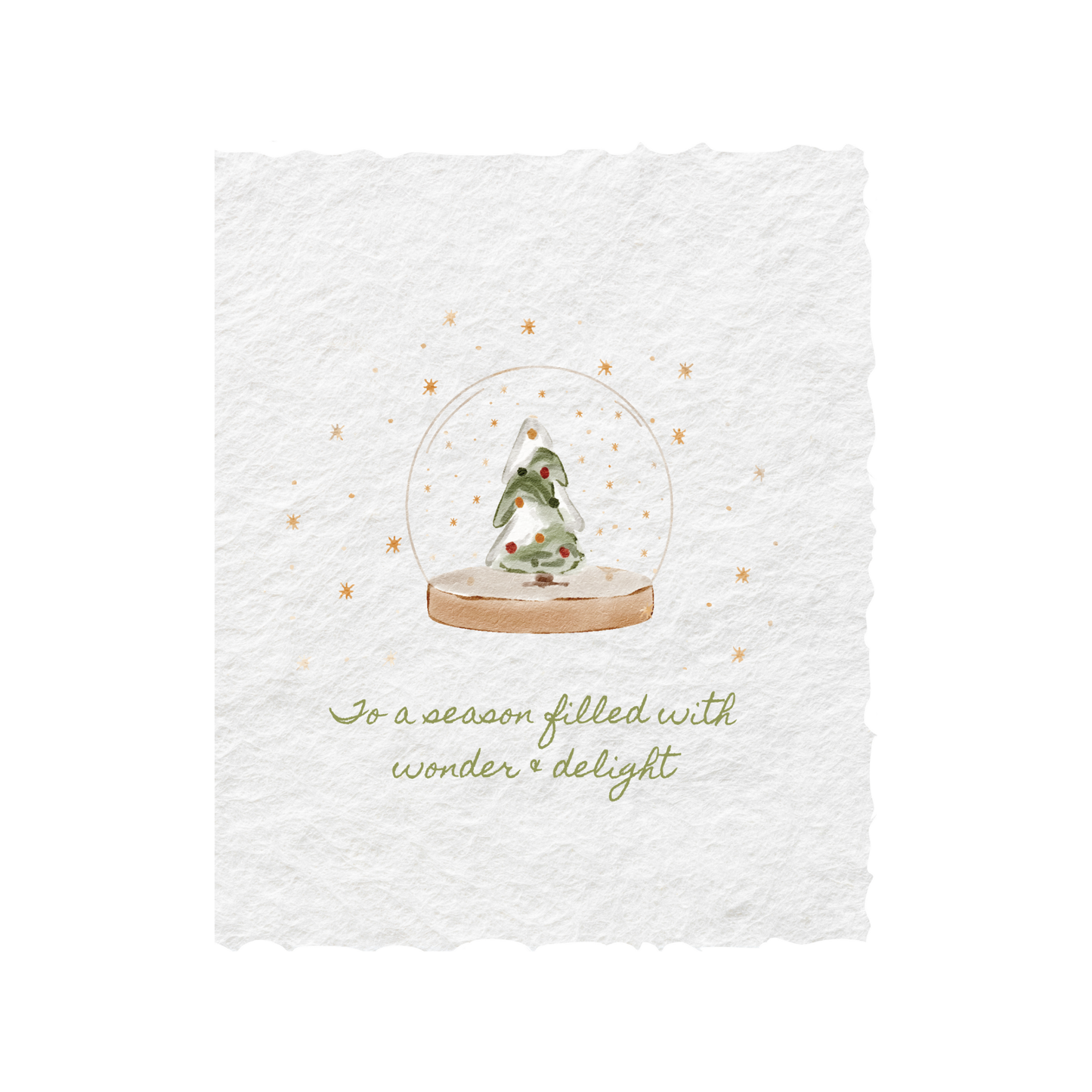 Paper Baristas - Snow Globe Christmas Tree | Winter Holiday Greeting Card: Flat A2 Greeting Card. Blank on Back.