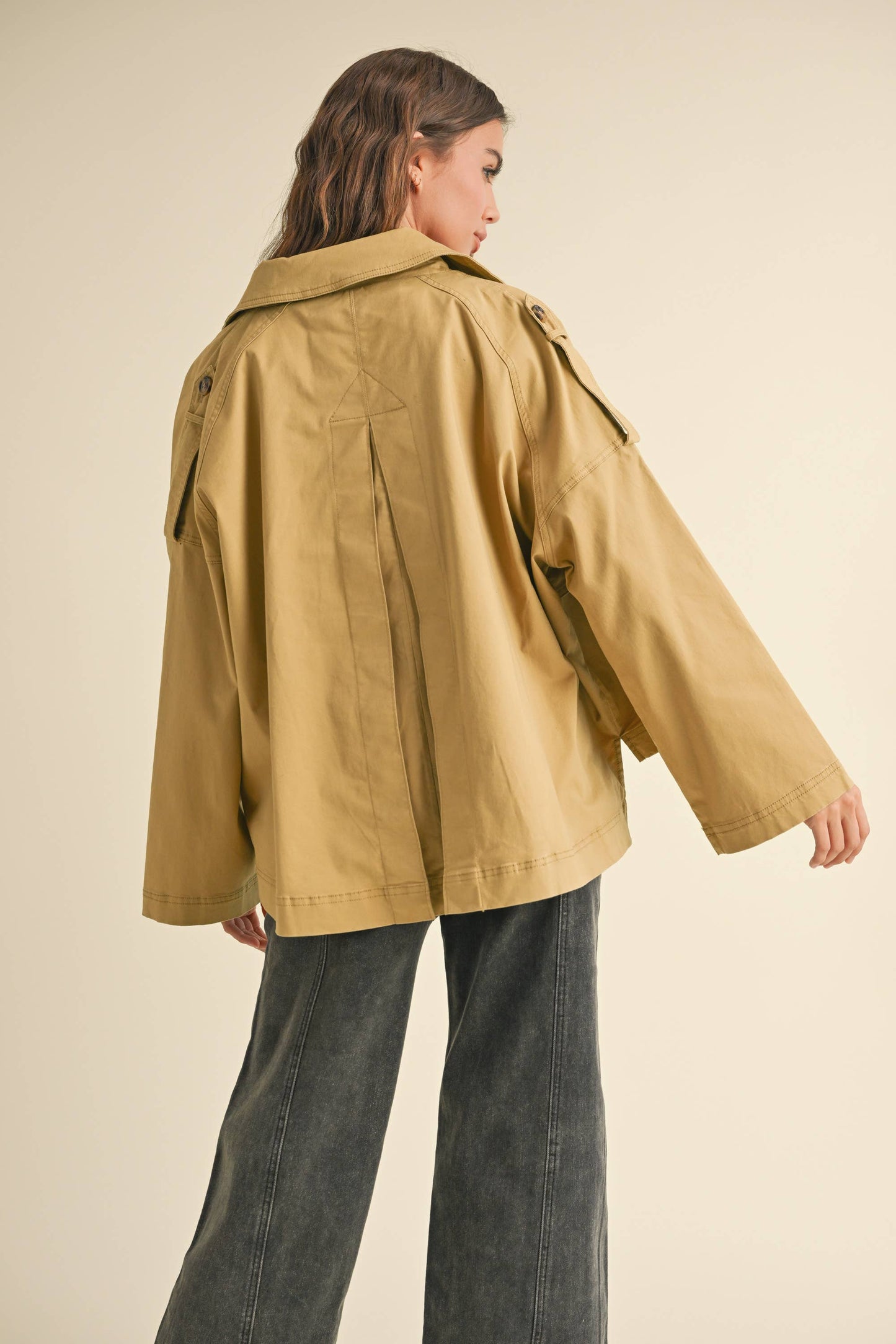 MIOU MUSE - J1617 SHORT TRENCH JACKET: CAMEL