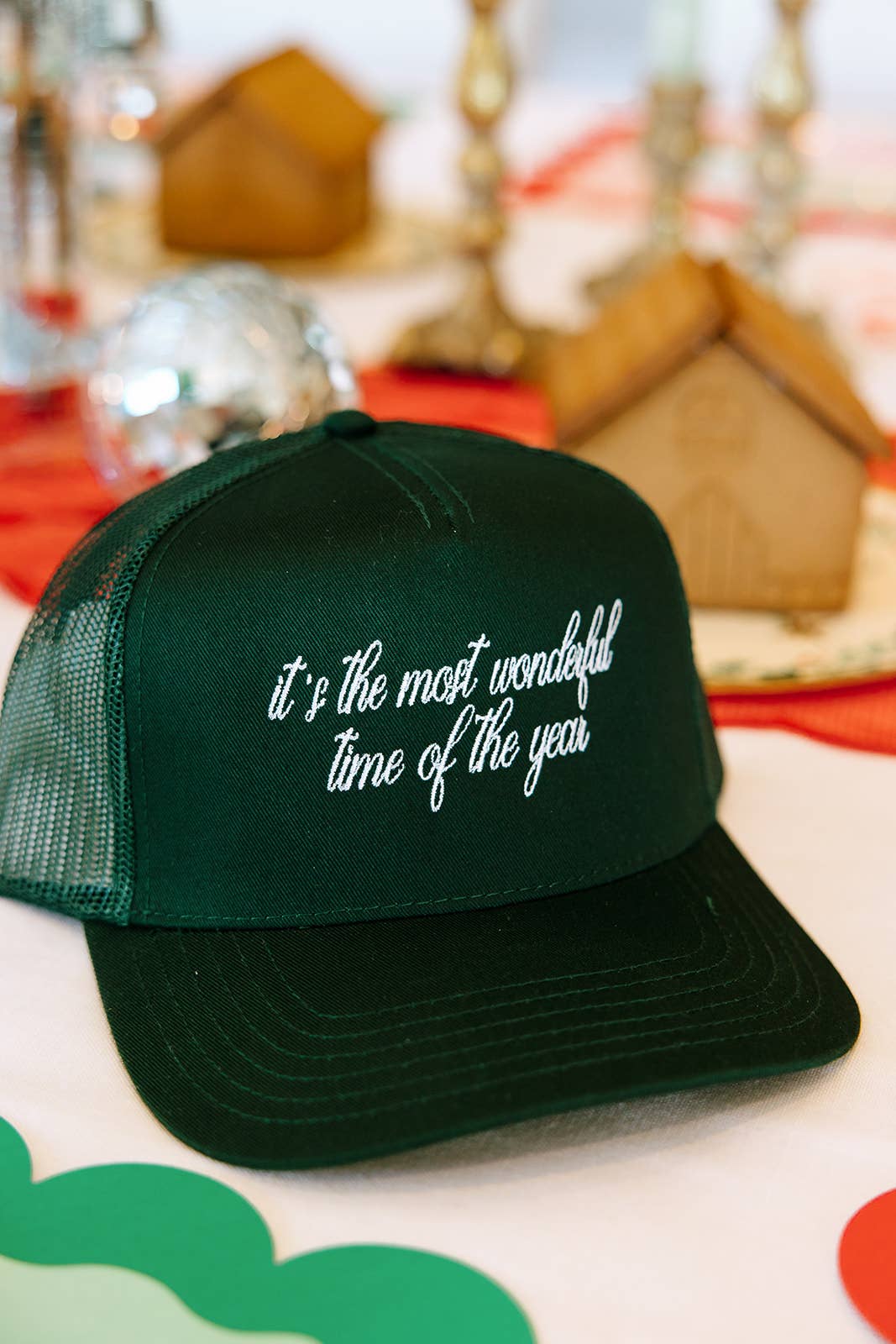 Ruby Moon - It's The Most Wonderful Time Of The Year Trucker Hat: 5 Panel Mid Profile Mesh Hat