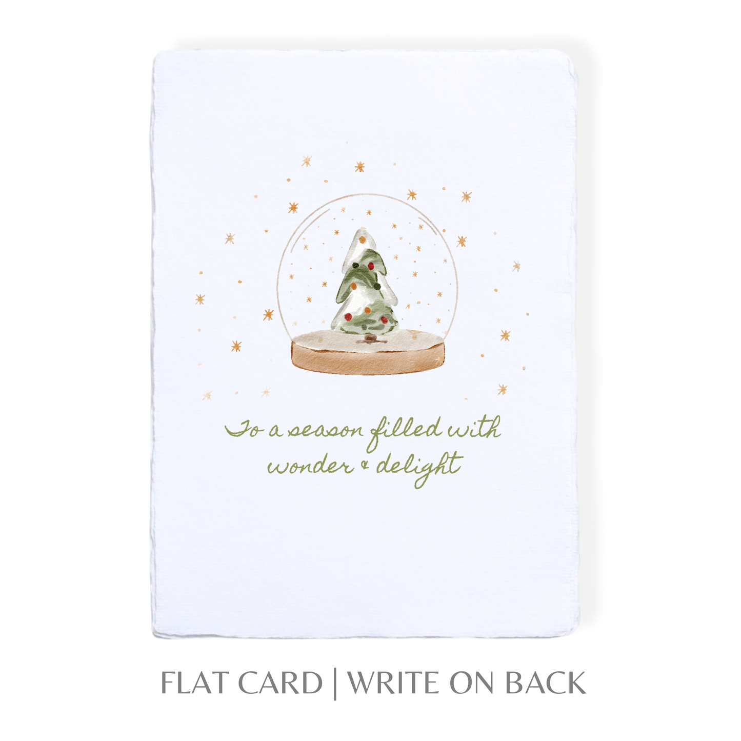 Paper Baristas - Snow Globe Christmas Tree | Winter Holiday Greeting Card: Flat A2 Greeting Card. Blank on Back.