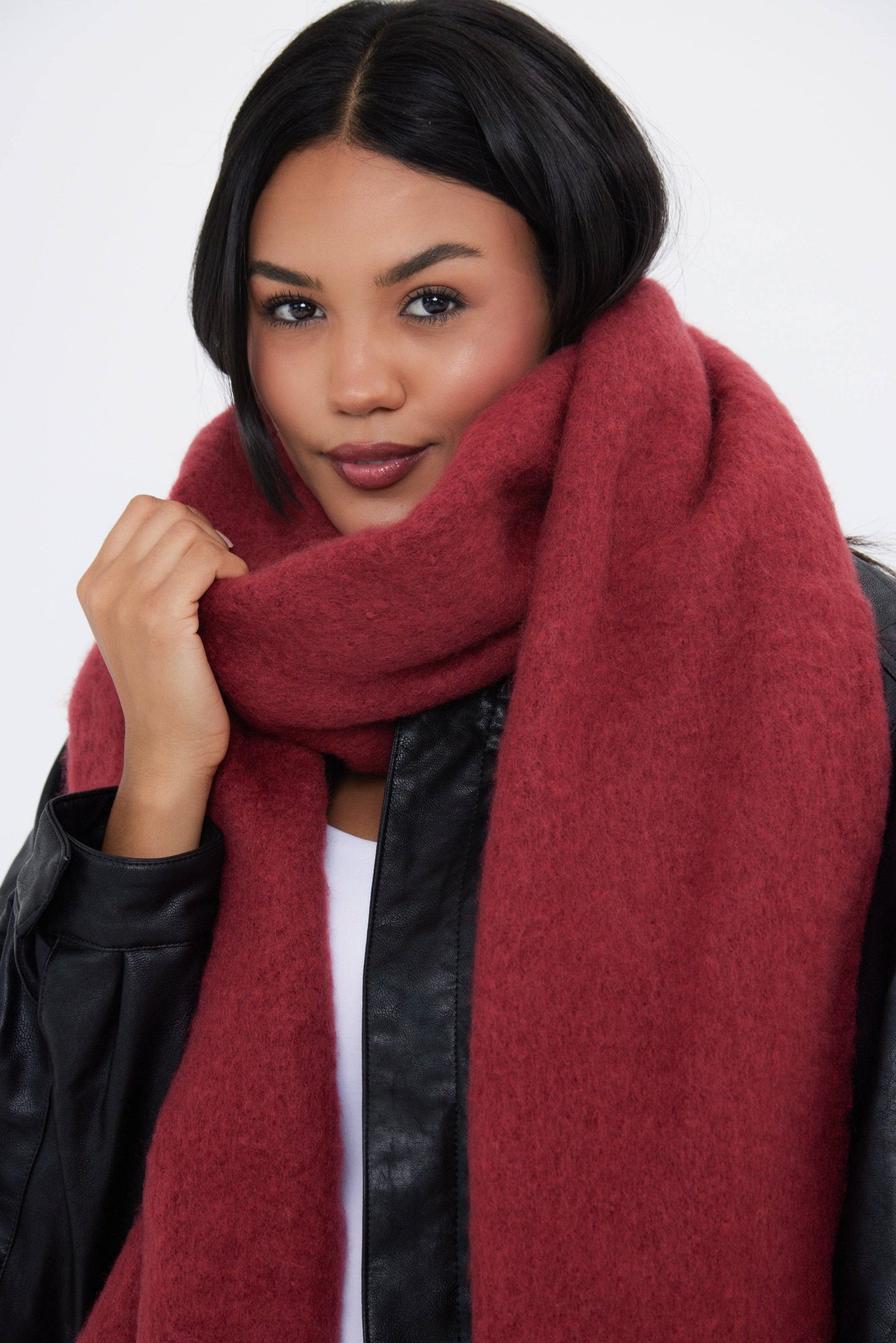 My Accessories London - Women's Oversized Soft Chunky Blanket Scarf in Burgundy Red: Cranberry Red