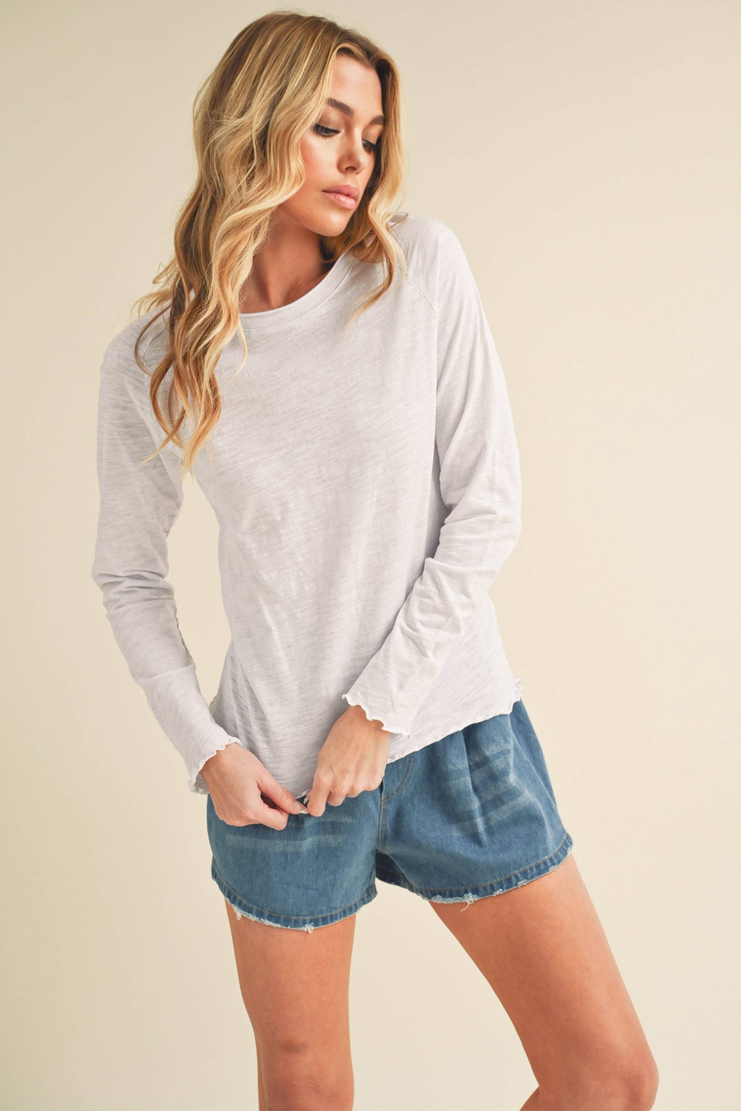 AEMI + CO - 8288DN Gwen Baby Long Sleeve Top: Black / Contemporary