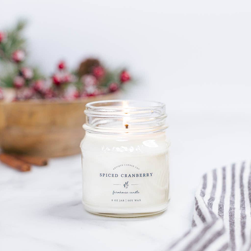 Antique Candle Co.® - Spiced Cranberry - Soy Wax Mason Jar Candle: 16 oz