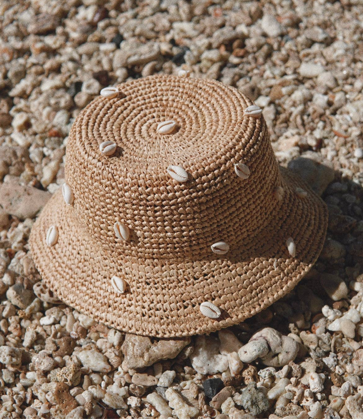 Augustine Hat Co. - Puka Dot- Cowry Shell Raffia Bucket Hat: M/L(59)