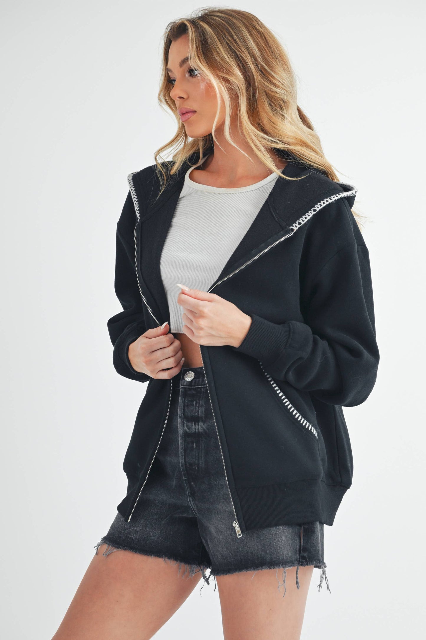 AEMI + CO - 989EK Noel Full Zip Hoodie : Black / Contemporary