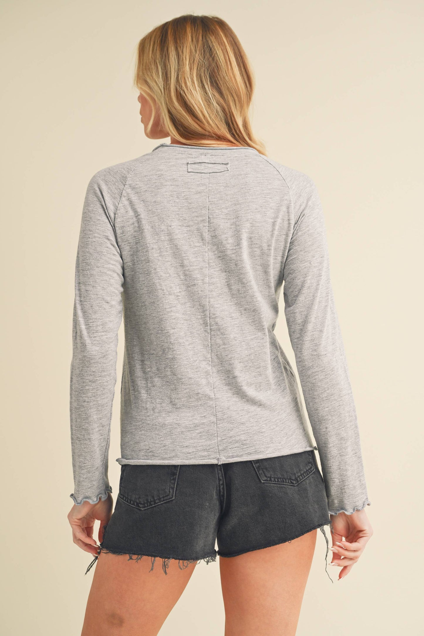 AEMI + CO - 8288DN Gwen Baby Long Sleeve Top: Black / Contemporary