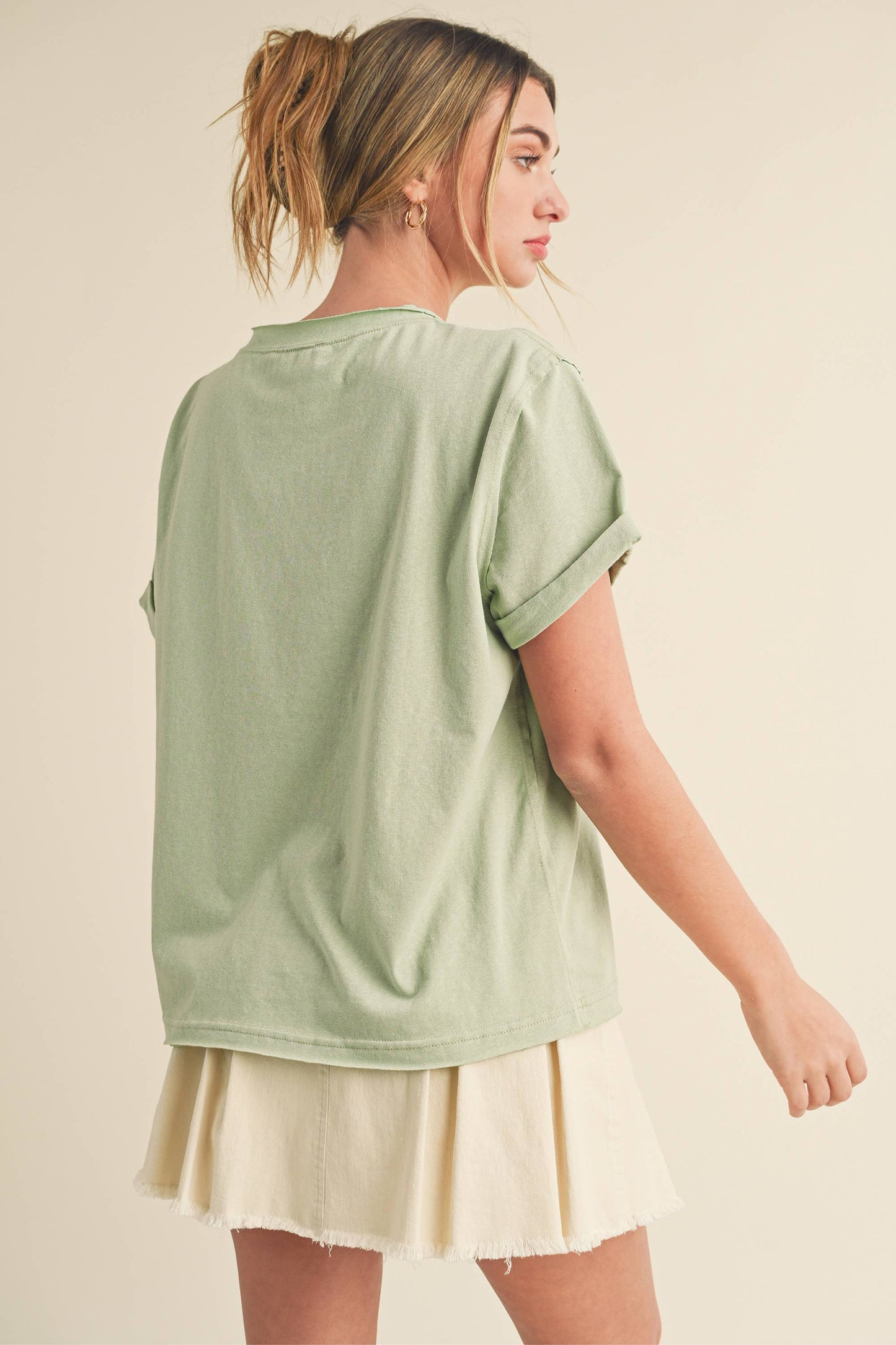 AEMI + CO - 8314DN Mali Baby Tee Short Sleeve Top: Heather Gray / Contemporary