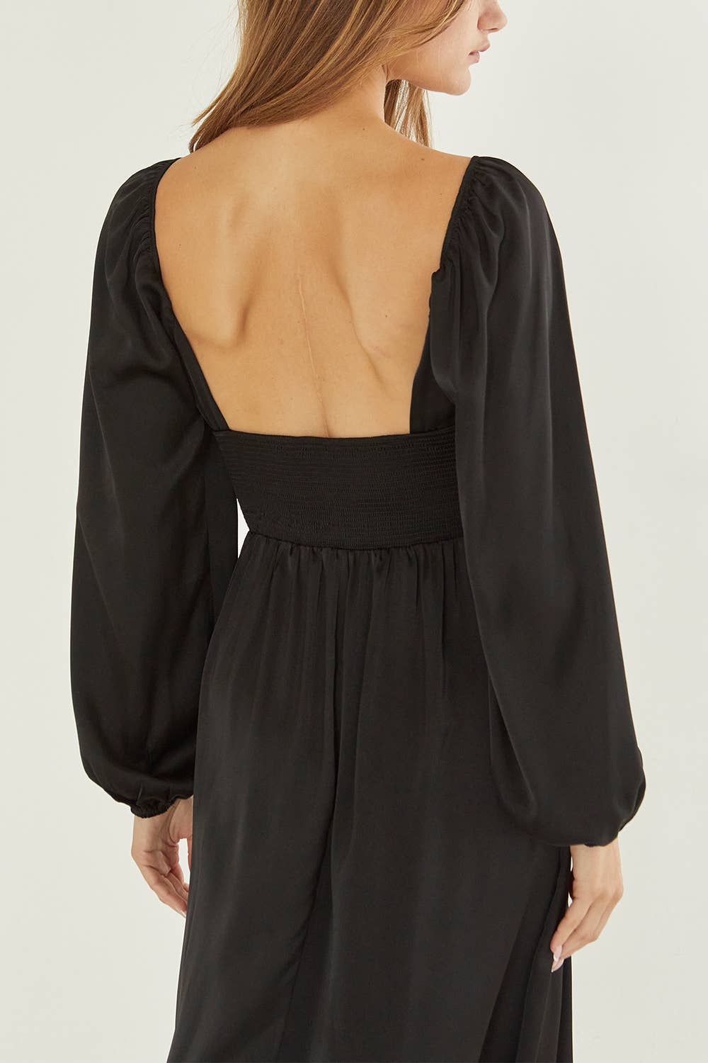 Crescent - CD8131 - Nubia Satin Midi Dress: BLACK