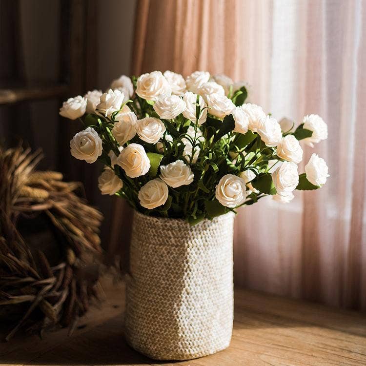 Rustic Reach - Artificial Flower Eco PE Camellia Bloom Stem Set in White 16: Set of 25
