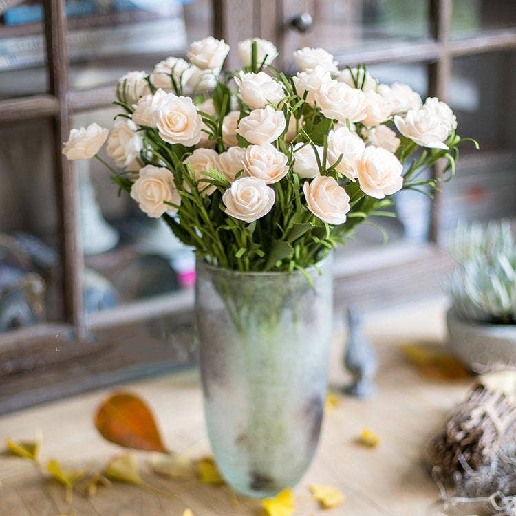 Rustic Reach - Artificial Flower Eco PE Camellia Bloom Stem Set in White 16: Set of 25