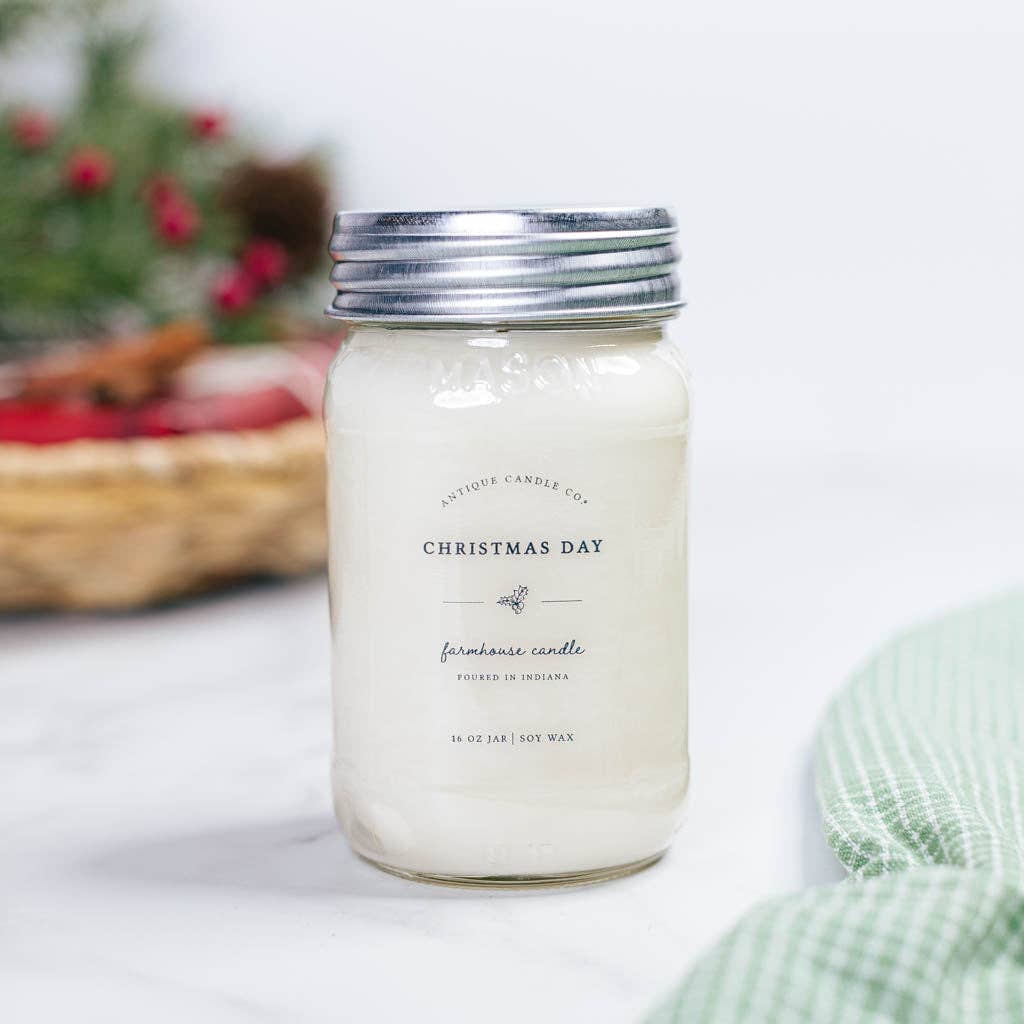 Antique Candle Co.® - Christmas Day - Soy Wax Mason Jar Candle: 16 oz