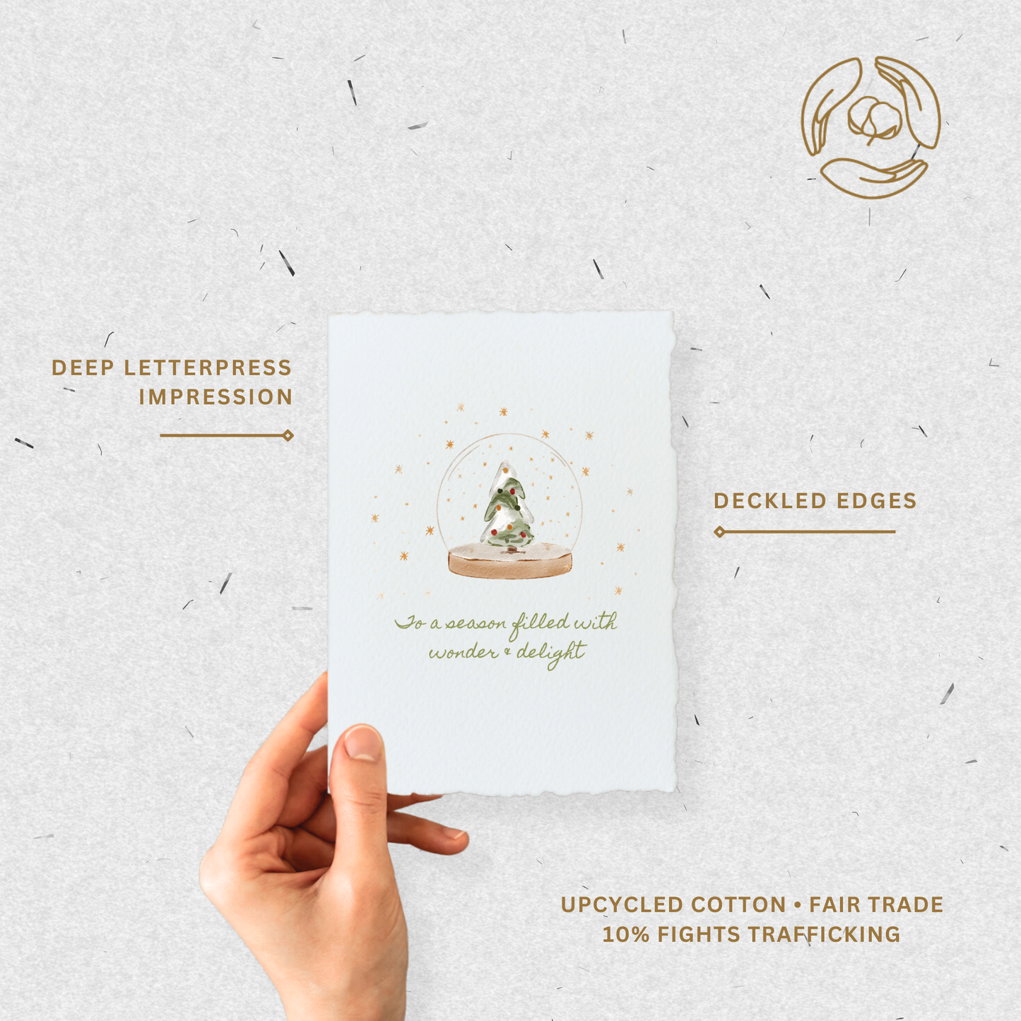 Paper Baristas - Snow Globe Christmas Tree | Winter Holiday Greeting Card: Flat A2 Greeting Card. Blank on Back.