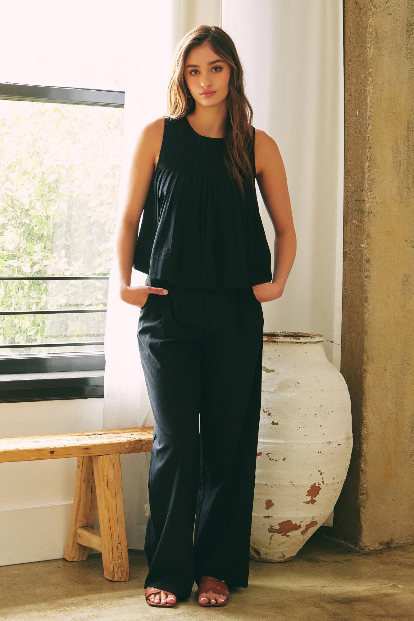 Mustard Seed - WIDE LEG PANTS: Black