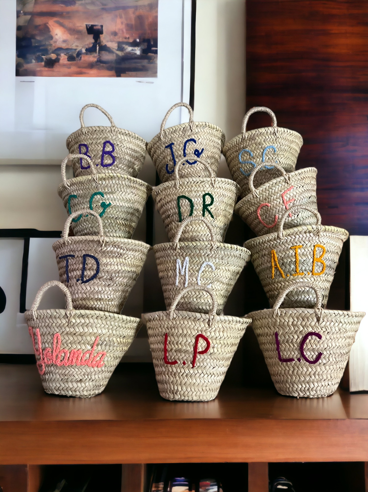 Melecraft - French basket, Straw tote bag, Grocery bag, woven bag: Medium / Empty