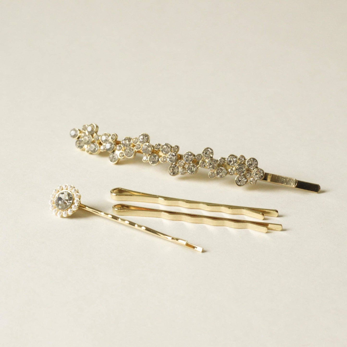 nar'sha - Rhinestone & Metal Hair Bobby Pins | Set of 4