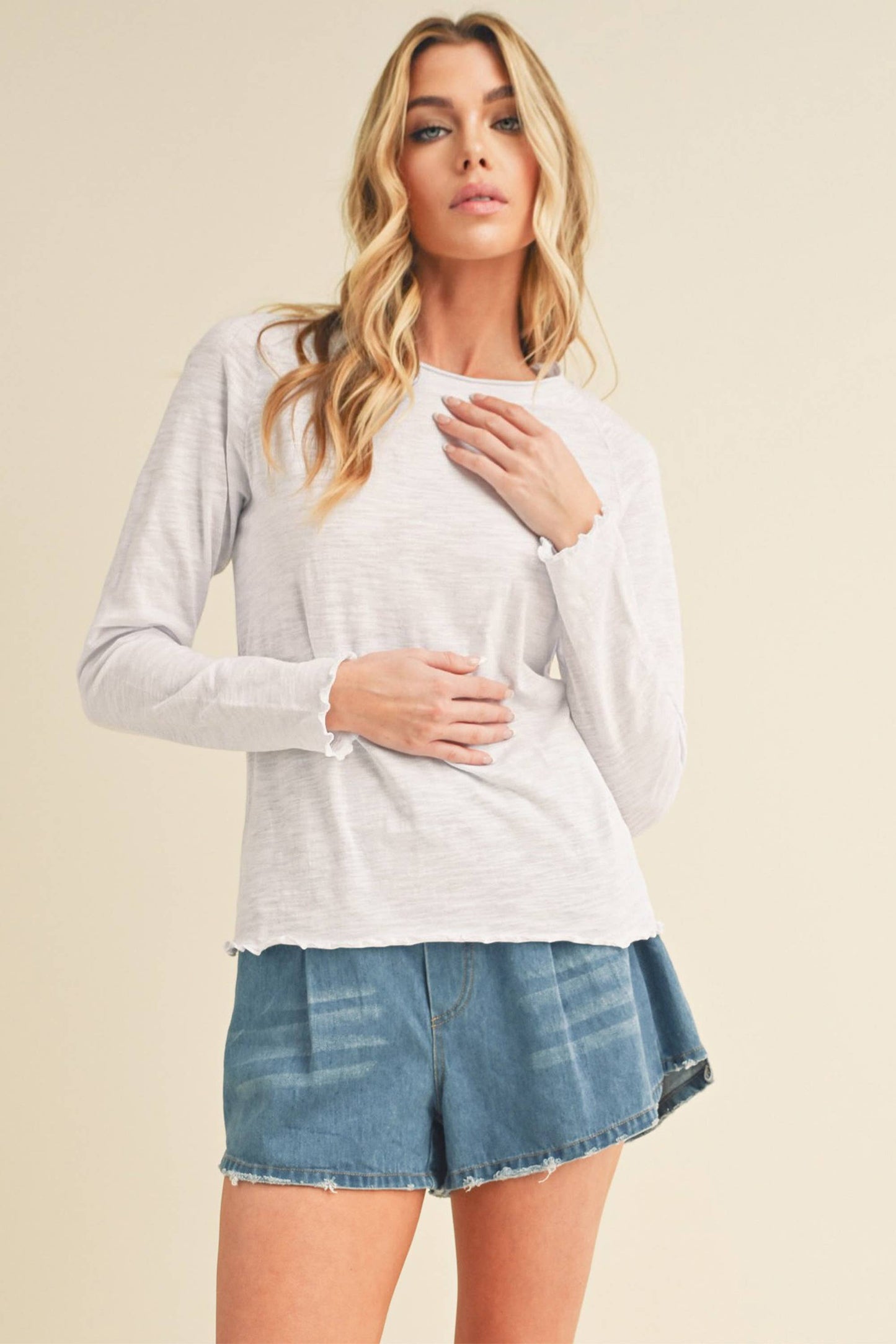 AEMI + CO - 8288DN Gwen Baby Long Sleeve Top: Black / Contemporary