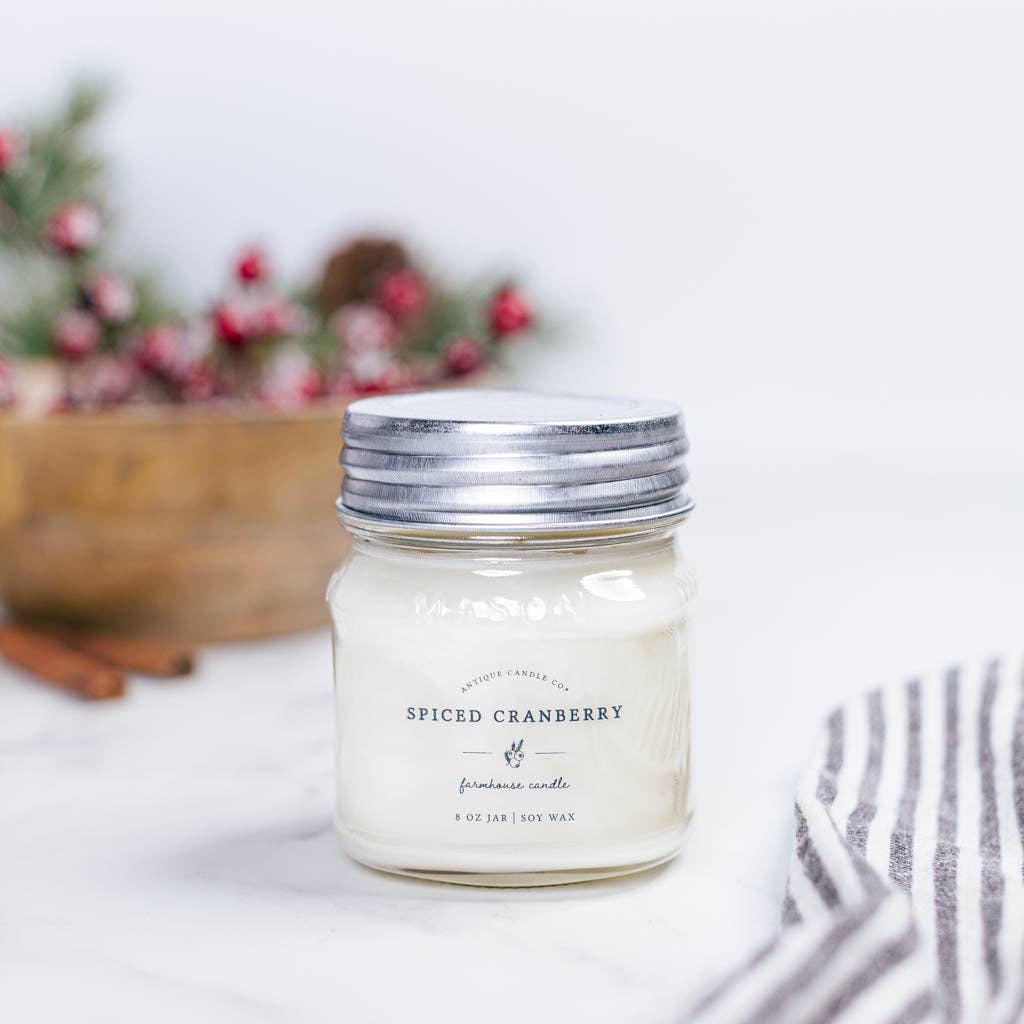 Antique Candle Co.® - Spiced Cranberry - Soy Wax Mason Jar Candle: 16 oz