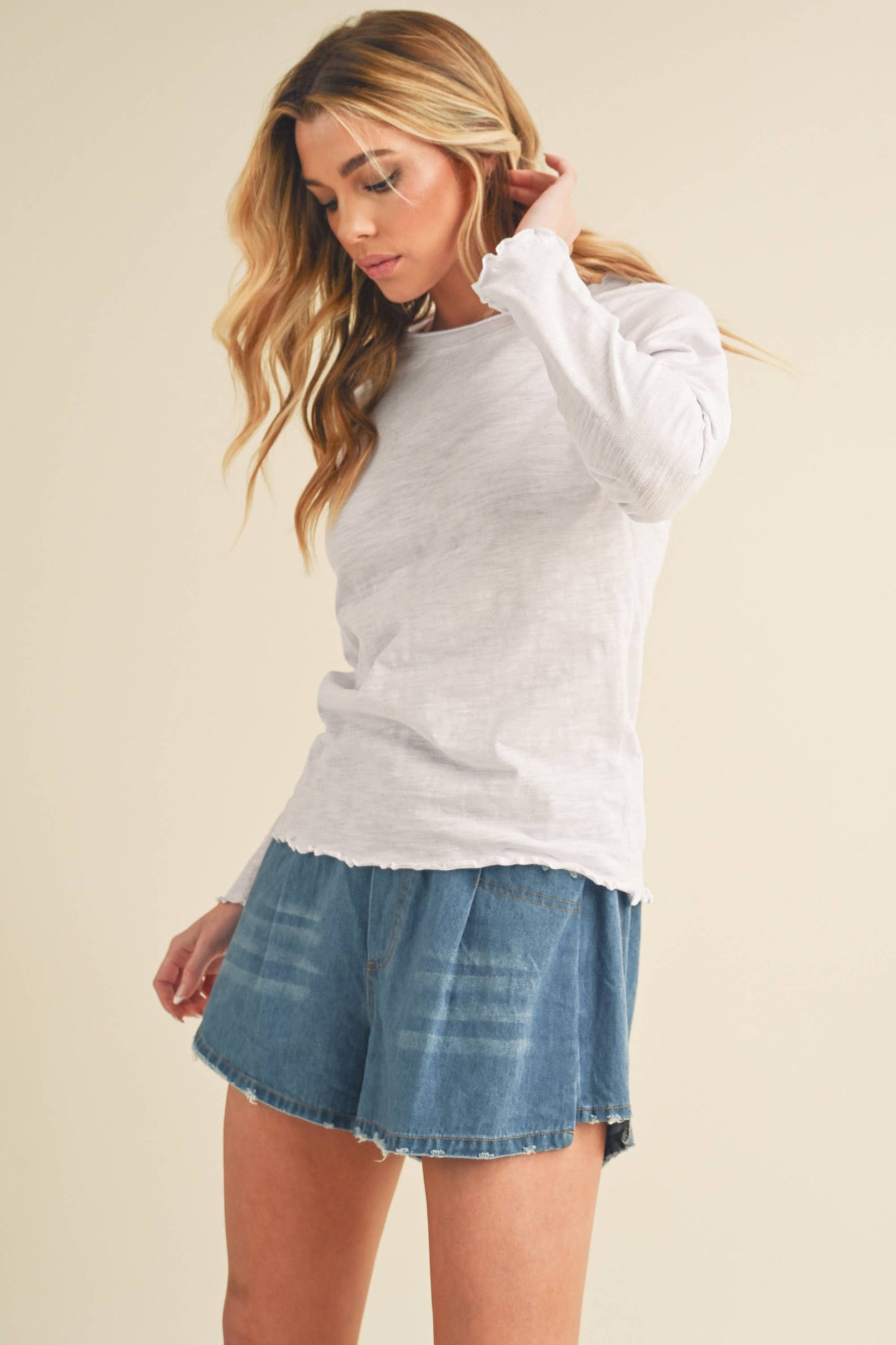 AEMI + CO - 8288DN Gwen Baby Long Sleeve Top: Black / Contemporary