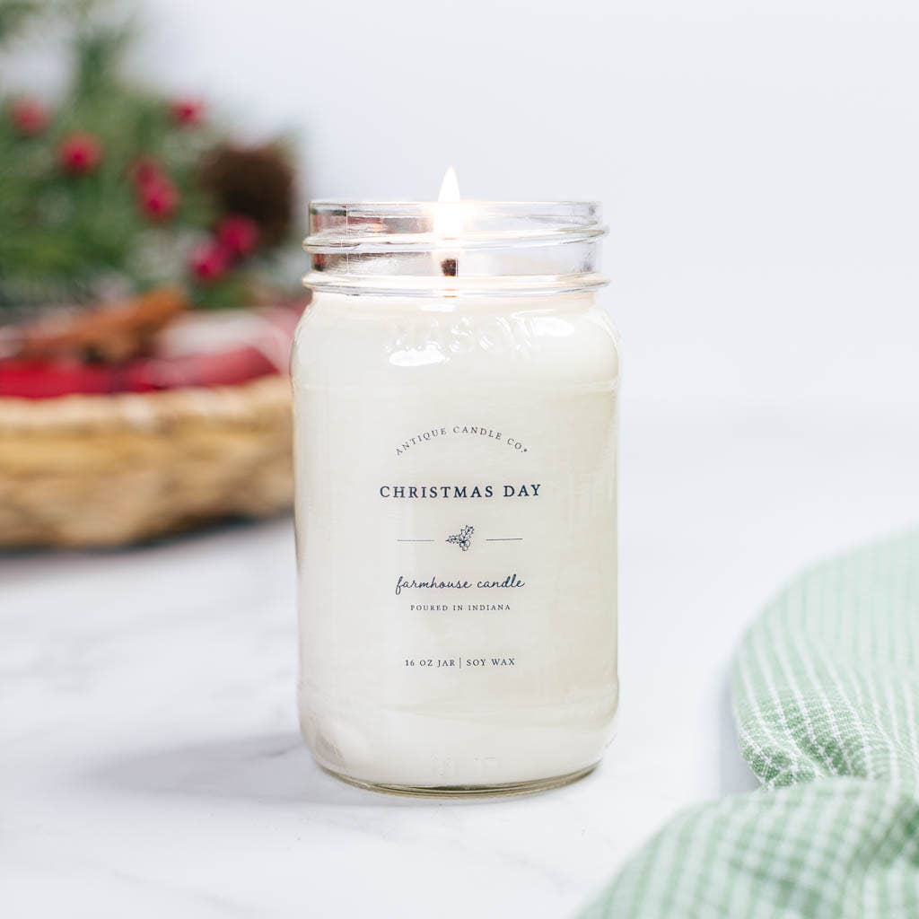 Antique Candle Co.® - Christmas Day - Soy Wax Mason Jar Candle: 16 oz