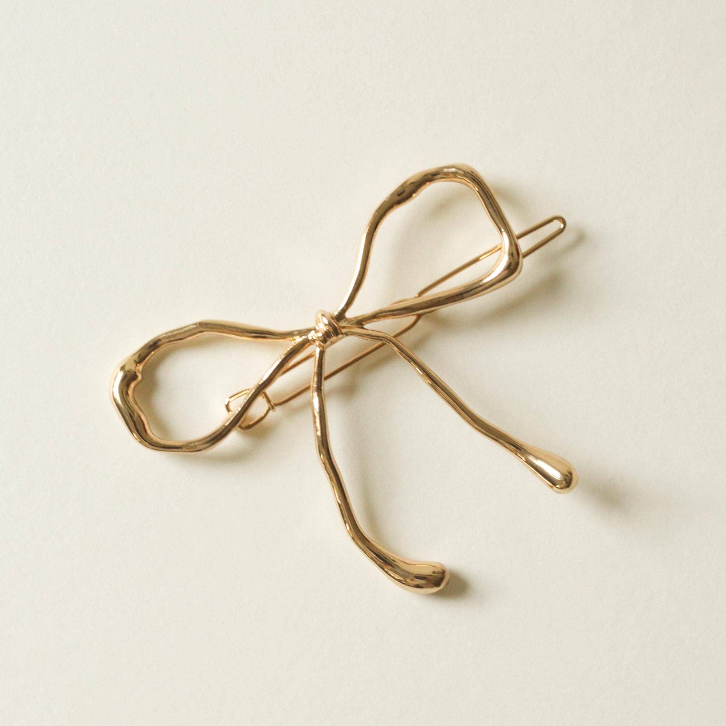 nar'sha - Metal Bow Barrette Hair Clip | Gold