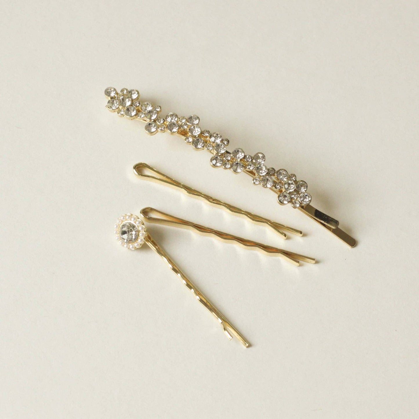 nar'sha - Rhinestone & Metal Hair Bobby Pins | Set of 4