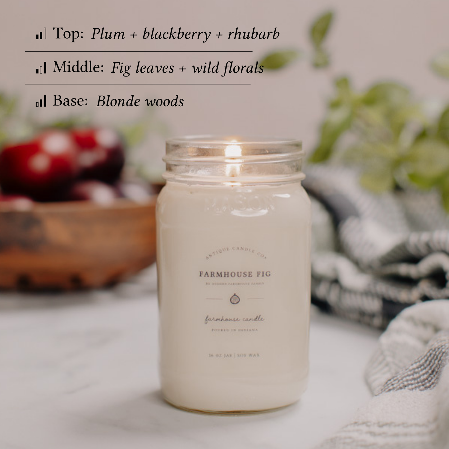 Antique Candle Co.® - Farmhouse Fig - Soy Wax Mason Jar Candle: 2 oz