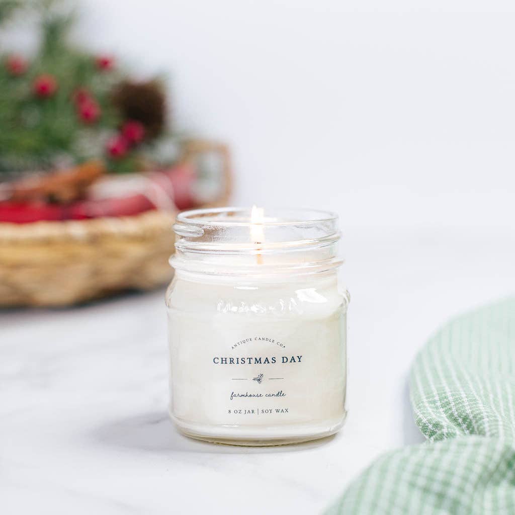 Antique Candle Co.® - Christmas Day - Soy Wax Mason Jar Candle: 8 oz