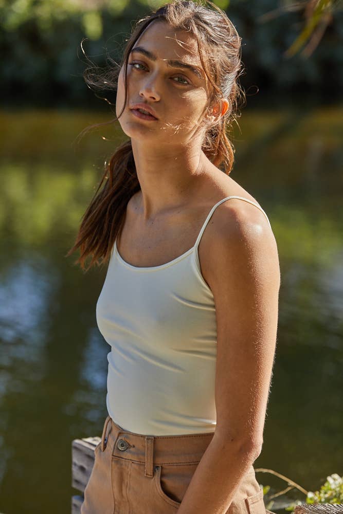 By Together - S1005-1 | Basic Full Length Cami: White / SM