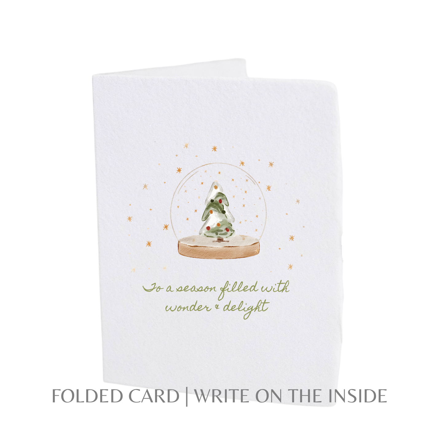 Paper Baristas - Snow Globe Christmas Tree | Winter Holiday Greeting Card: Flat A2 Greeting Card. Blank on Back.