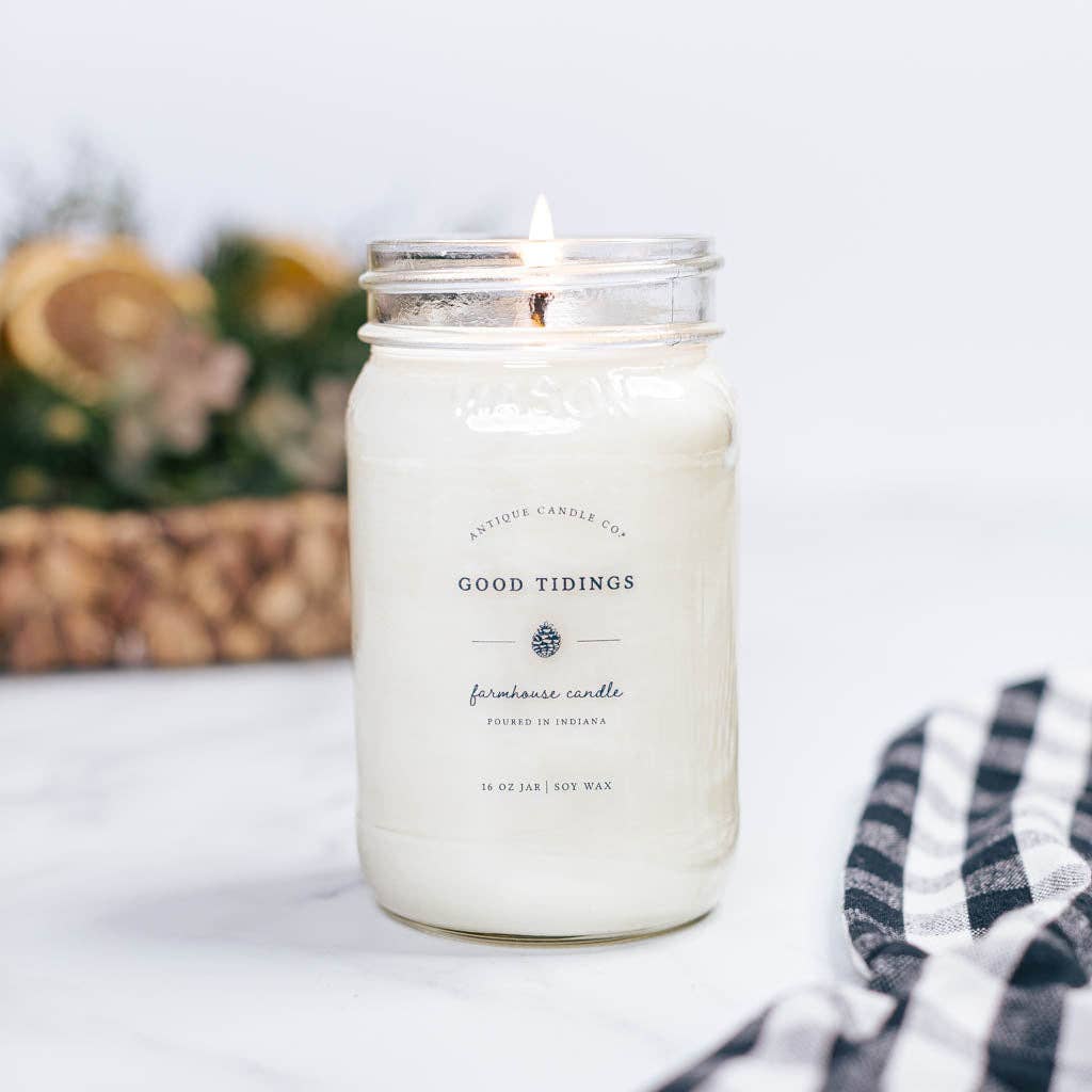 Antique Candle Co.® - Good Tidings - Soy Wax Mason Jar Candle: 8 oz