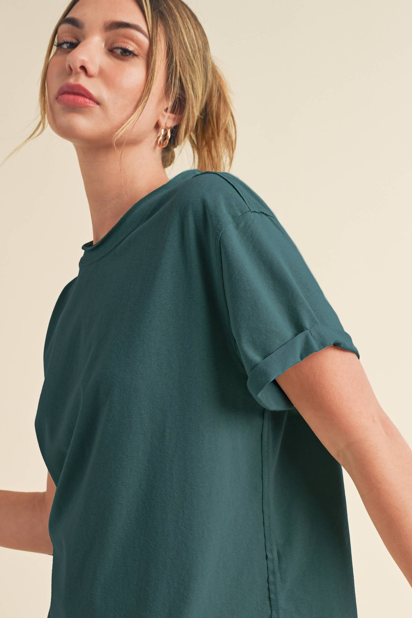 AEMI + CO - 8314DN Mali Baby Tee Short Sleeve Top: Heather Gray / Contemporary