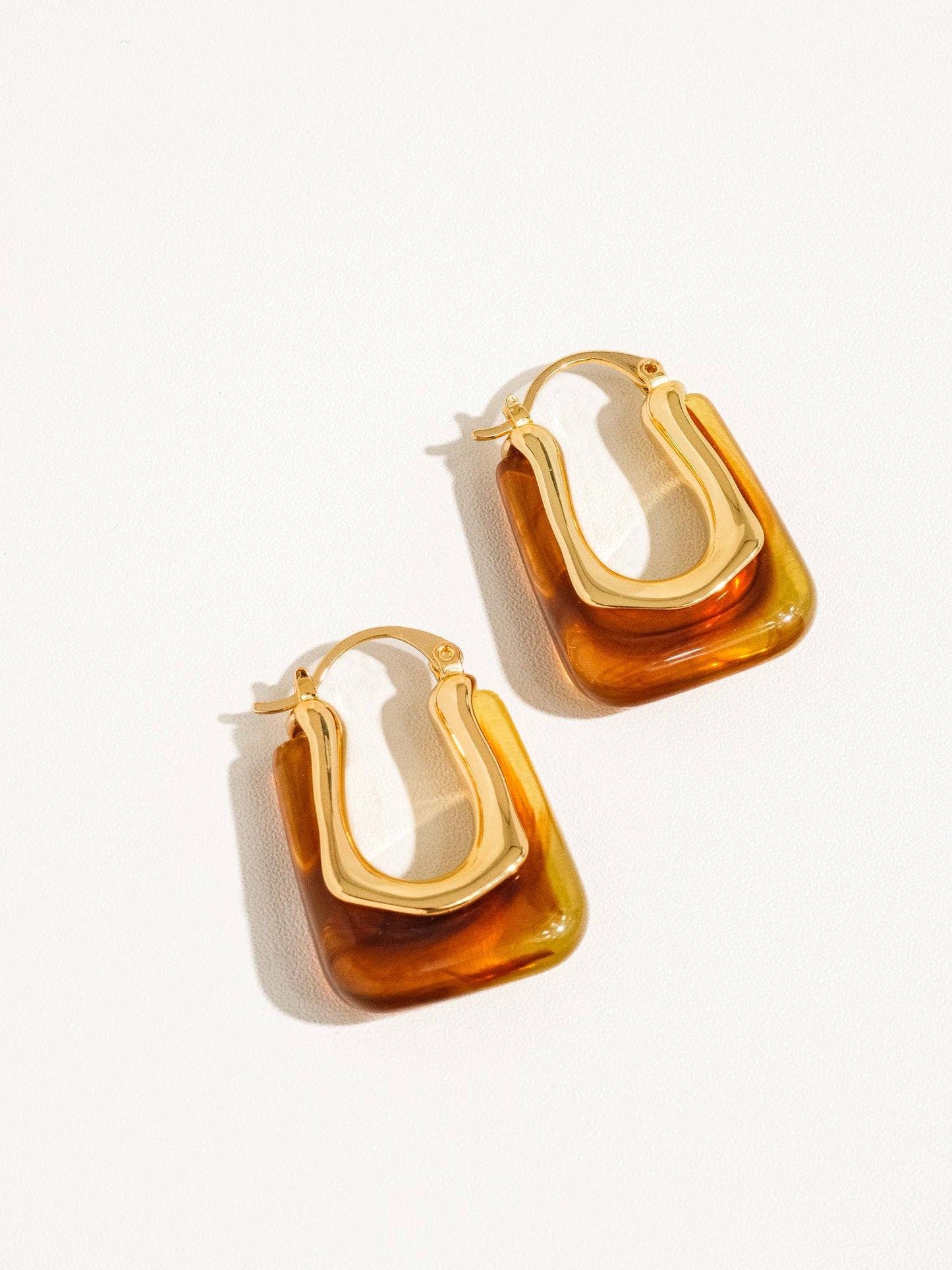 Flânerie by MAIQ - Talia 18K Gold U-Shaped Boho Hoop Earring: White
