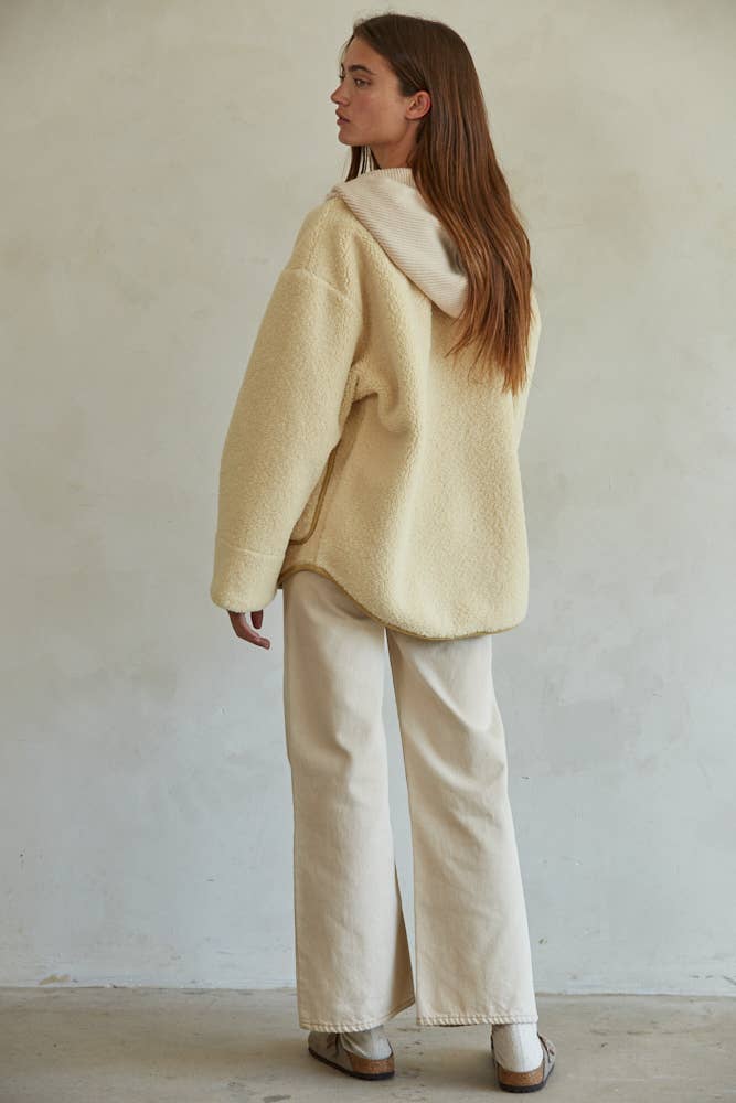 Fleece Lined Corduroy Button Down Long Sleeve Jacket: Dusty Mustard