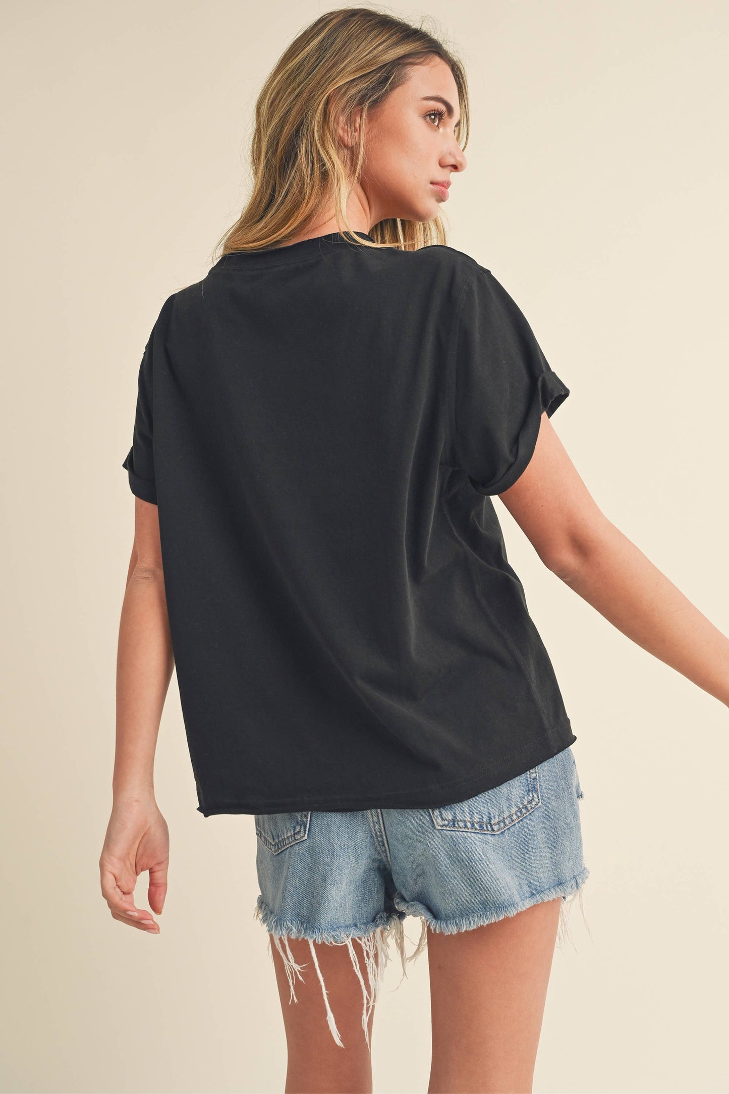 AEMI + CO - 8314DN Mali Baby Tee Short Sleeve Top: Heather Gray / Contemporary