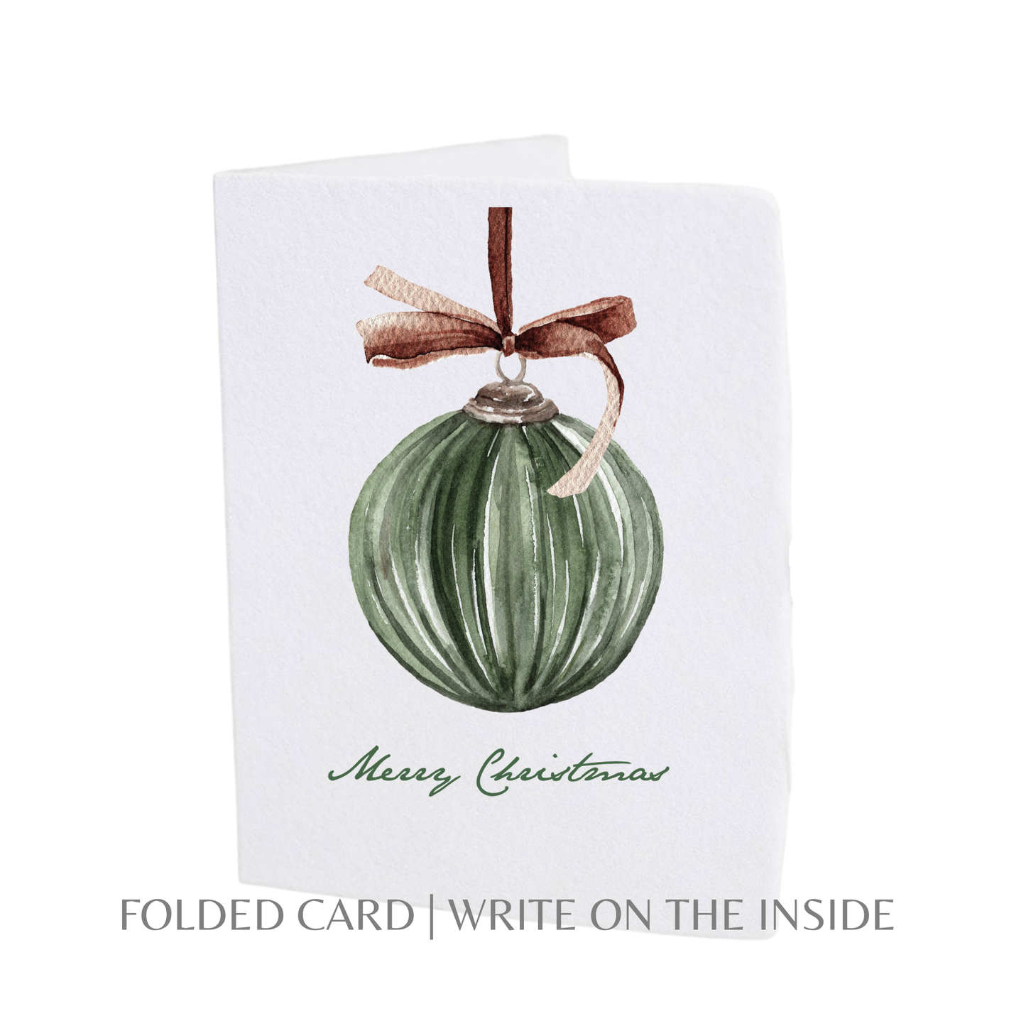 Paper Baristas - Merry Christmas Ornament | Winter Holiday Greeting Card: Flat A2 Greeting Card. Blank on Back.